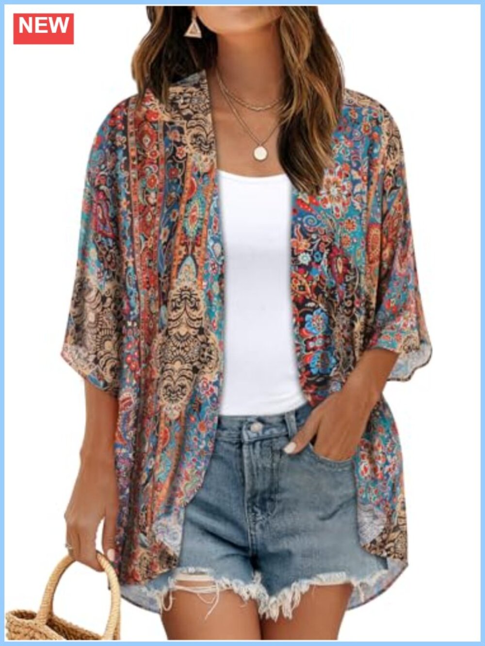 Chiffon Floral Kimono Cardigan Beach Cover Up Sheer Summer Top